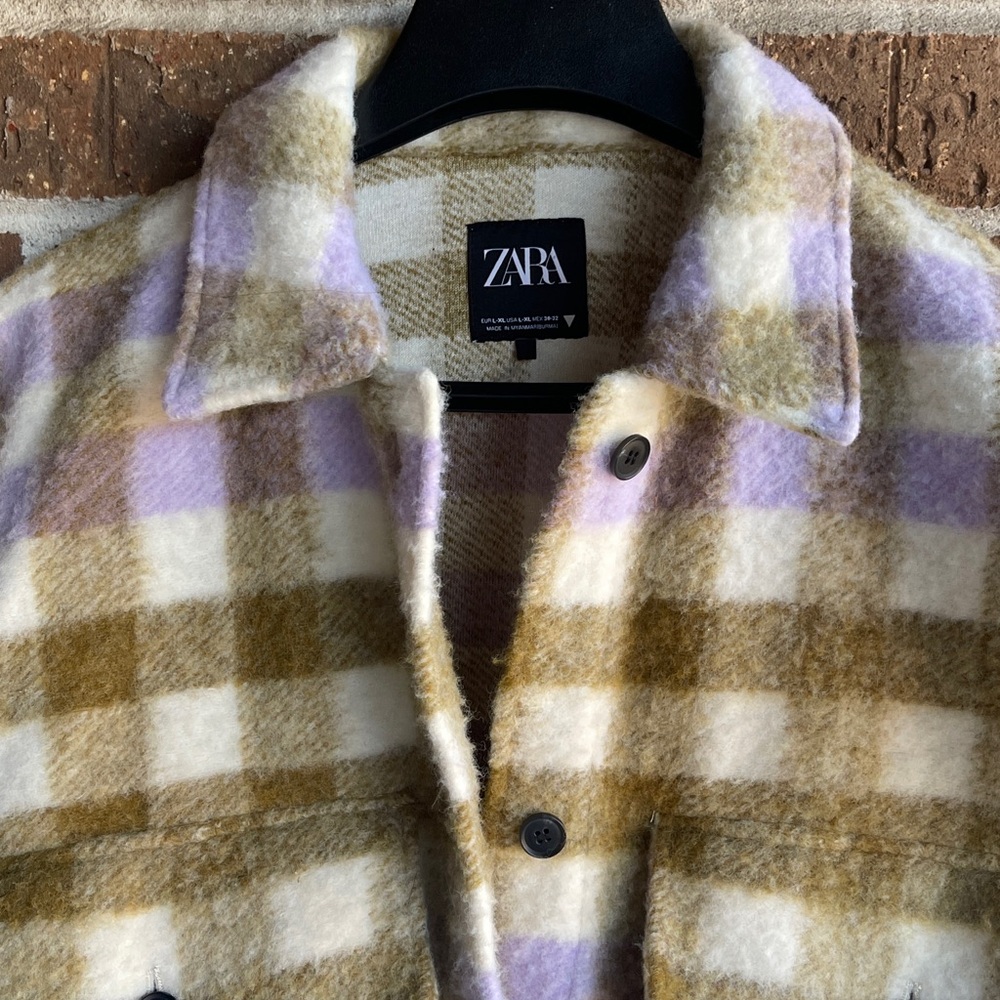 Zara Oversized Plaid Wool Jacket Shacket - Picture 3 of 15